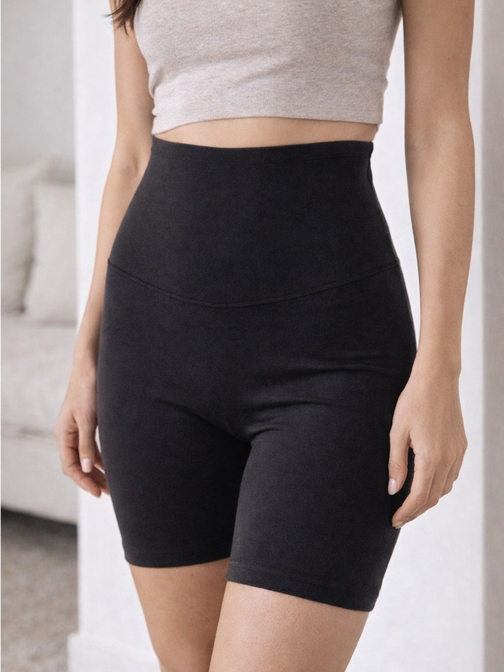 SPANX High Waist Shaping Shorts Black Size M Tummy Control Seamless